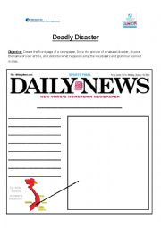 English Worksheet: Deadly Disasters - Make a poster