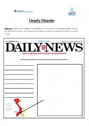English Worksheet: Deadly Disasters - Make a poster