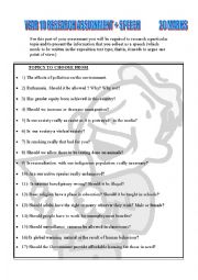 English Worksheet: Speech Task - Exposition Text Type