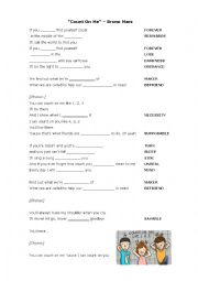 English Worksheet: Song - Count on me (FCE students)