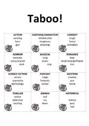 English Worksheet: Taboo Game - Films Vocabulary