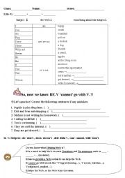 English Worksheet: Be V and Auxiliary Verbs(helping Verbs)