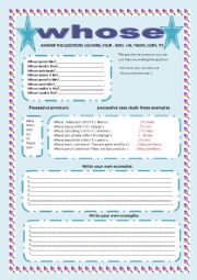 English Worksheet: whose 