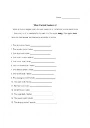 English Worksheet: Third Person S