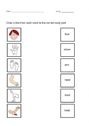 English Worksheet: Body Parts Worksheet