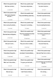 English Worksheet: Cards for revision: Question tags, possessive pronouns, quantifiers