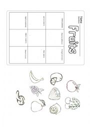 English Worksheet: Bingo Fruits