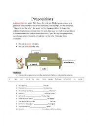 English Worksheet: Prepositions a simple guide