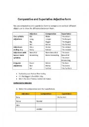 English Worksheet: Comparatives and Superlatives adjective form