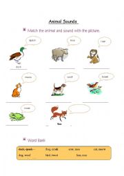 English Worksheet: animal sound