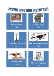 English Worksheet: INVENTIONS AND INVENTORS. READING AND SPEAKING CARDS