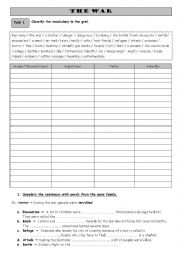 English Worksheet: The war