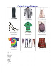 English Worksheet: Clothes patterns pictionary