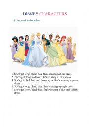 English Worksheet: Disney characters