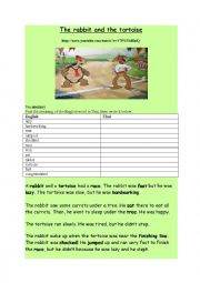 English Worksheet: Reading: The Rabbit and the Tortoise