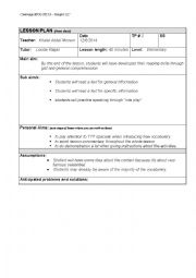 English Worksheet: CELTA lesson Plan (reading)