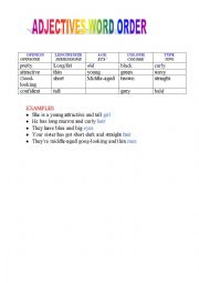 English Worksheet: adjective word order