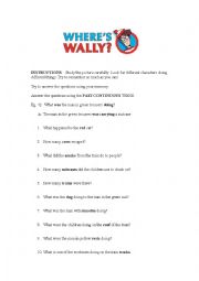 English Worksheet: Present Progressive Tense Where was Wally?!