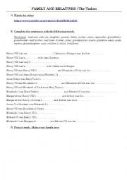 English Worksheet: The Tudors / family tree