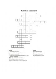 English Worksheet: furniture and part of the house crossword