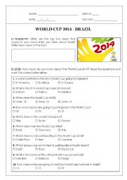 English Worksheet: World Cup Quiz