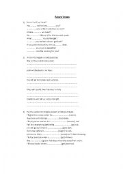 English Worksheet: Future Tenses