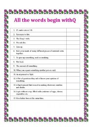 English Worksheet: All words begin with Q