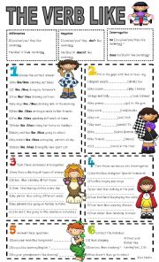 English Worksheet: like+ing