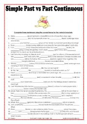 English Worksheet: Simple Past vs Past Continuous KEY INCLUDED