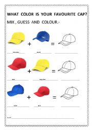 English Worksheet: What colour is your favourite cap?