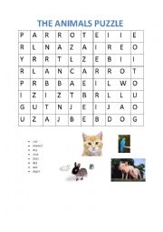 English Worksheet: the animals puzzle