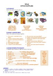 English Worksheet: Office supplies Polite English Requests