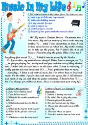 English Worksheet: Music In My Life