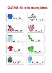 English Worksheet: Clothes