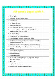 English Worksheet: All words begin with R