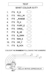 English Worksheet: wHAT COLOUR IS IT?