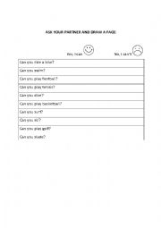 English Worksheet: CAN