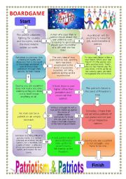 English Worksheet: Boardgame: Patriotism and Patriots