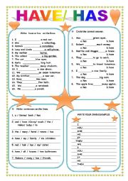 English Worksheet: have and has