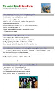 English Worksheet: the logical song (4 types of listening ex)