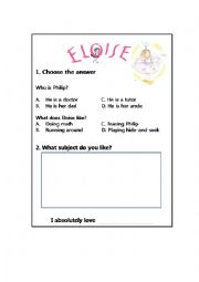 Eloise has a lesson worksheet