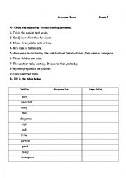 English Worksheet: Adjectives(Comparative and Superlative)