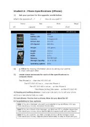 English Worksheet: iPhon and HTC information gap worksheet