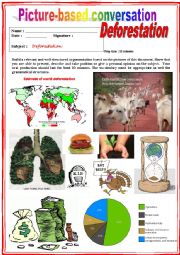 English Worksheet: Picture based conversation.  Deforestation. (Debating) 23/