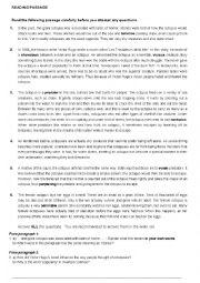 English Worksheet: READING PASSAGE