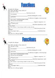 English Worksheet: functions
