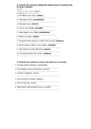 English Worksheet: Plain exercise on Adverbs of frequency