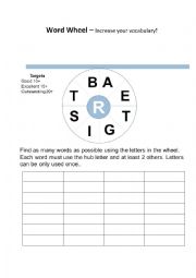 English Worksheet: Word Wheel