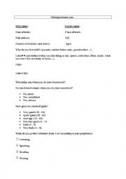 English Worksheet: Getting to know you