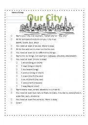 English Worksheet: Our City group map project